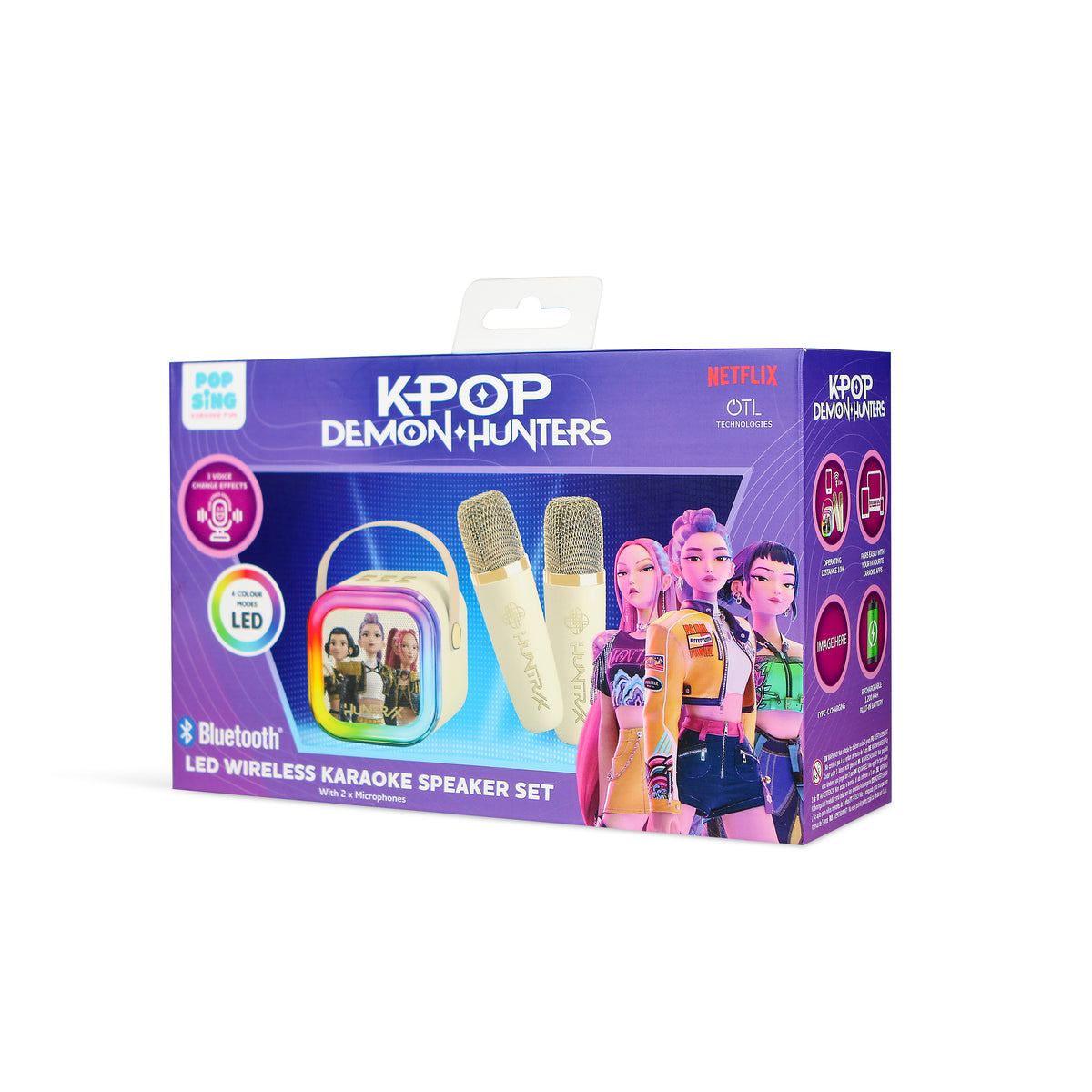 Enceinte Karaoké LED Bluetooth avec 2 Micros Huntr/x Golden - K-Pop : Demon Hunters