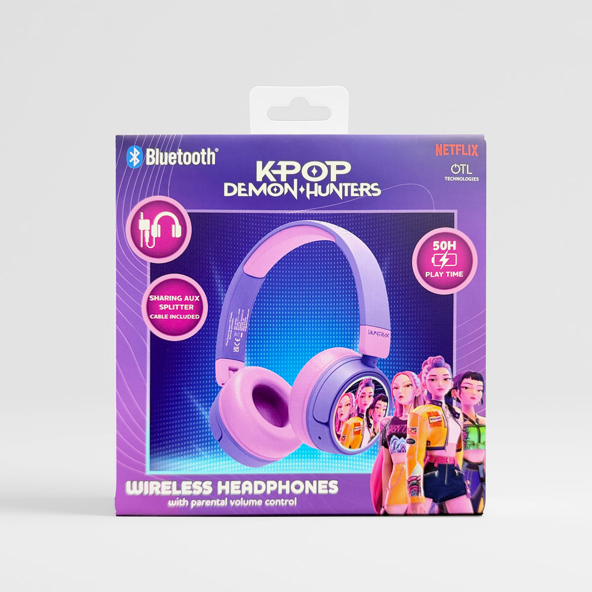 Casque Bluetooth pour enfant Huntr/x Faces Violet - K-Pop : Demon Hunters