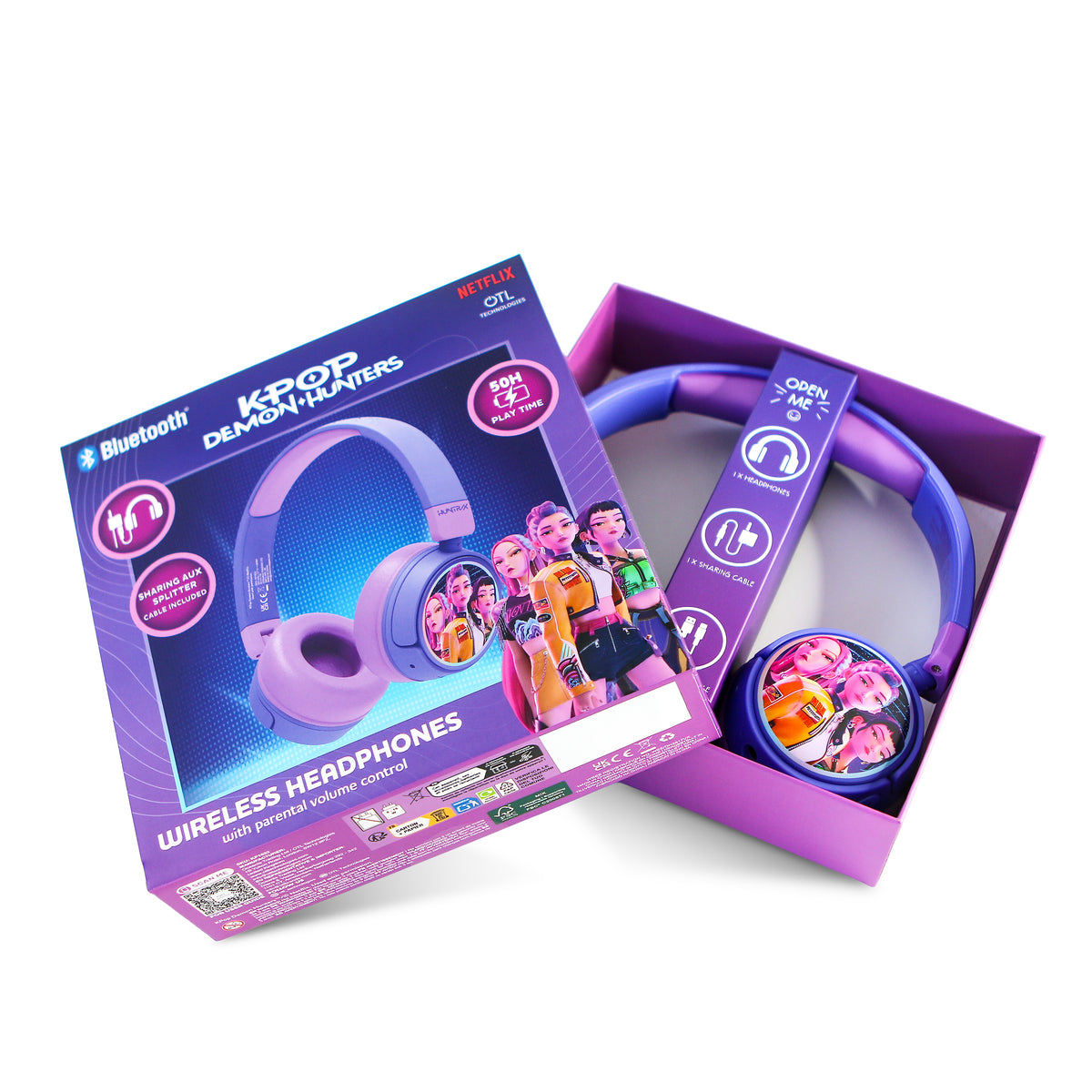 Casque Bluetooth pour enfant Huntr/x Faces Violet - K-Pop : Demon Hunters
