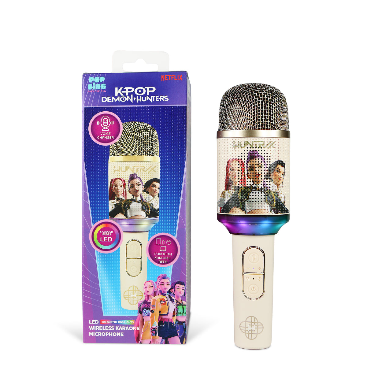 LED Micro Karaoké Bluetooth Huntrix Gold - K-Pop : Demon Hunters