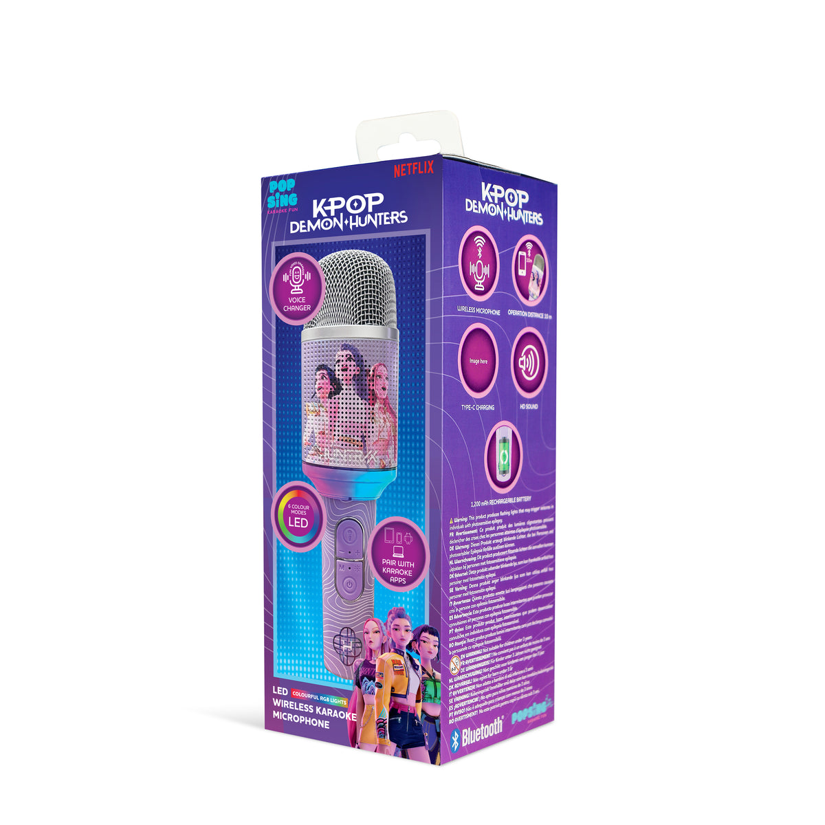 LED Micro Karaoké Bluetooth Huntrix Violet - K-Pop : Demon Hunters