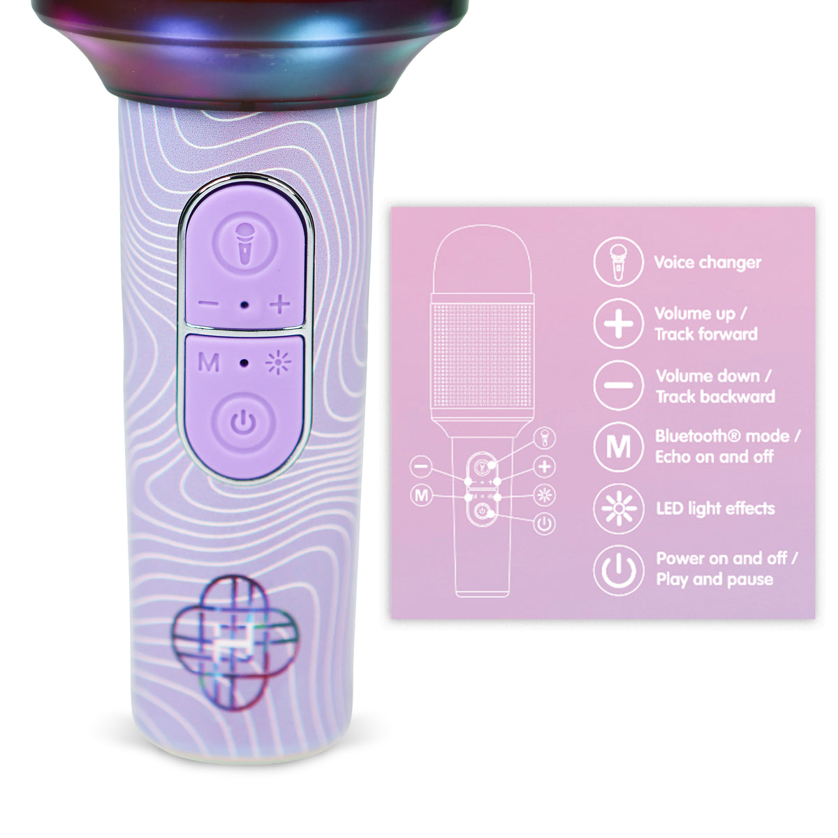 LED Micro Karaoké Bluetooth Huntrix Violet - K-Pop : Demon Hunters