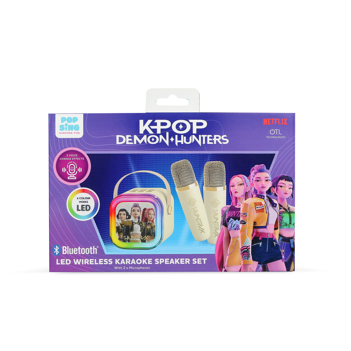 Enceinte Karaoké LED Bluetooth avec 2 Micros Huntr/x Golden - K-Pop : Demon Hunters