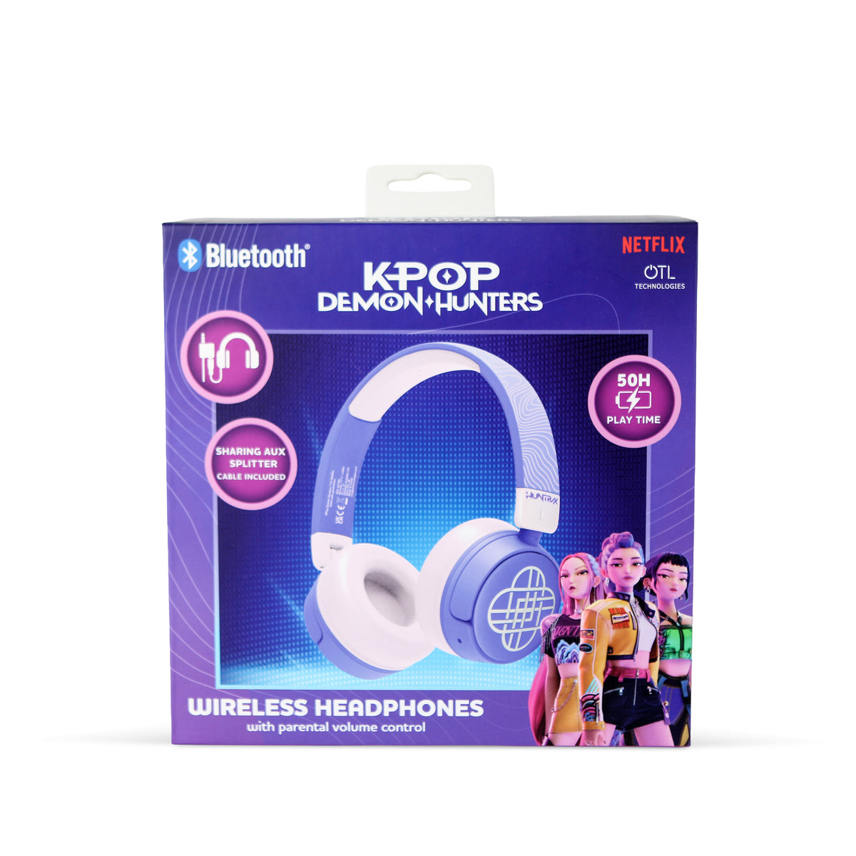 Casque Bluetooth pour enfant Huntr/x Logo Violet & Rose - K-Pop : Demon Hunters