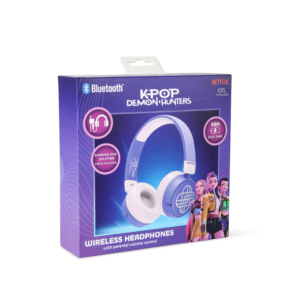 Casque Bluetooth pour enfant Huntr/x Logo Violet & Rose - K-Pop : Demon Hunters