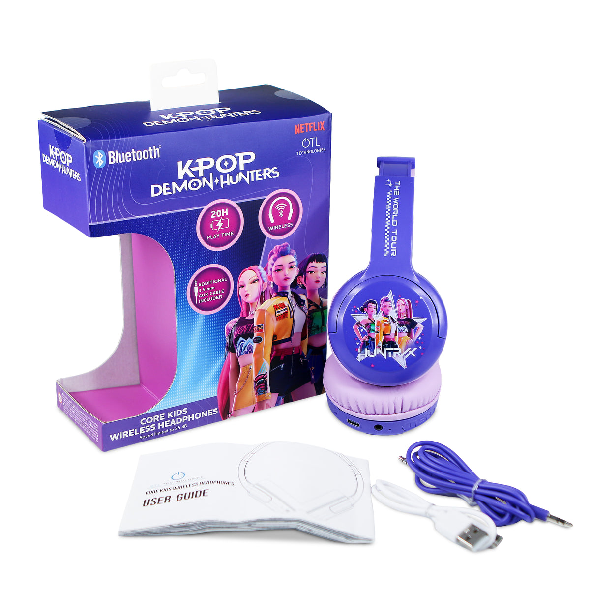 Casque Bluetooth pour enfant Huntr/x World Tour Violet & Rose - K-Pop : Demon Hunters